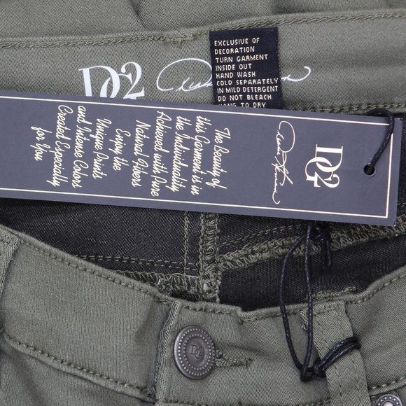 NWT DG2 by Diane Gilman Petite Metallic Side Stripe Skinny Jeans 12P Olive Green - Picture 5 of 8